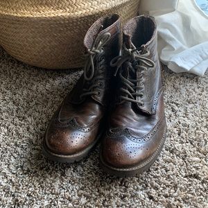 Franco Fortini Mens Brown Leather Brogue Boots size 13.5(?)